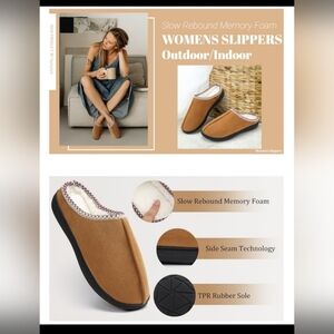 Women's Tan Slippers with Memory Foam. Size 7.5. New